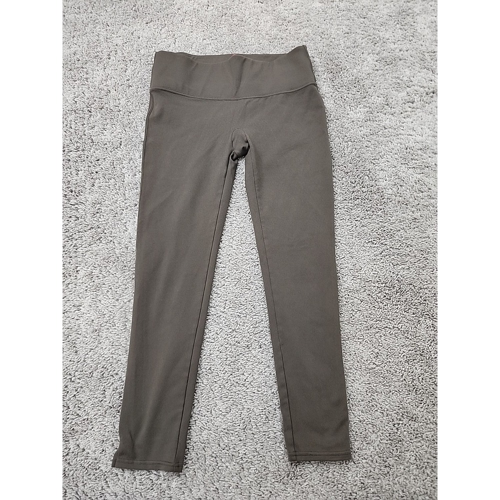 Spanx Seamless Leggings Womens L Brown Mid Rise Compression Slit Hem Activewear